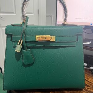 Inspired by Kelly Elegant Green Leather Handbag